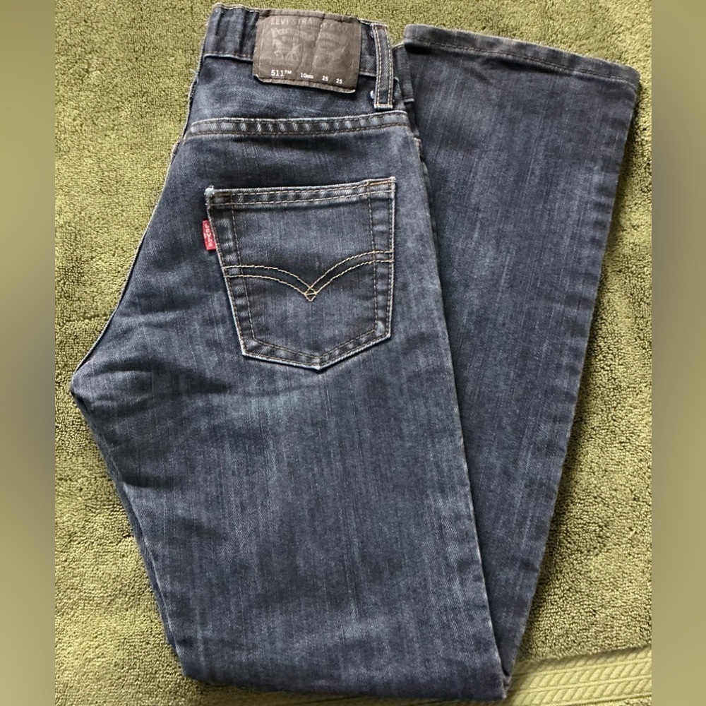 Levi's kids Demin Blue Straight-Leg Jeans with Distressed Finish Sz 10 Regular‎
